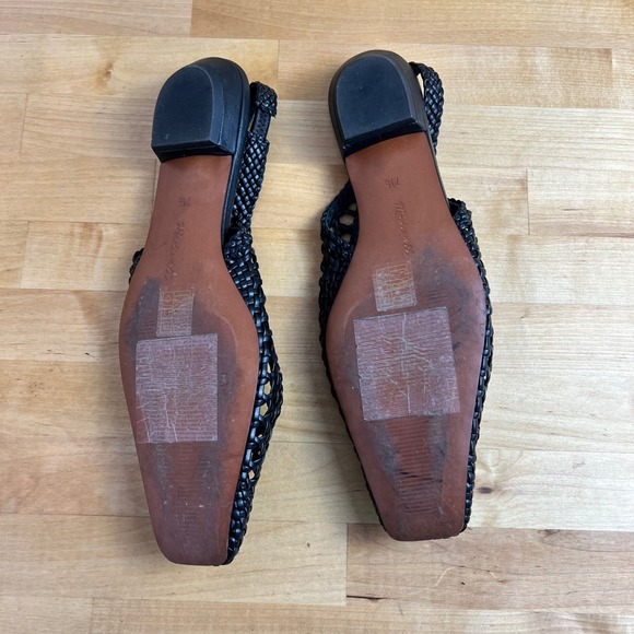 Madewell Ophelia Slingback Black Woven Square Toe Kitten Heel Size 7.5 - Picture 8 of 10